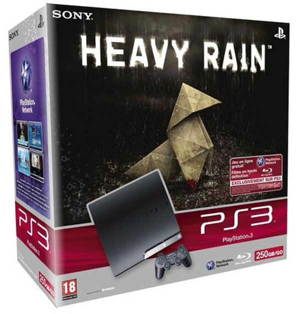 PlayStation 3 Heavy Rain pack, consola con disco duro de 250 GigaBytes y juego, por 350 euros