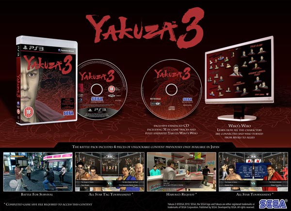 Yakuza 3, la edición Battle Pack europea contendrá mucho material adicional